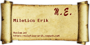 Miletics Erik névjegykártya