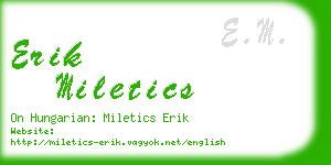 erik miletics business card